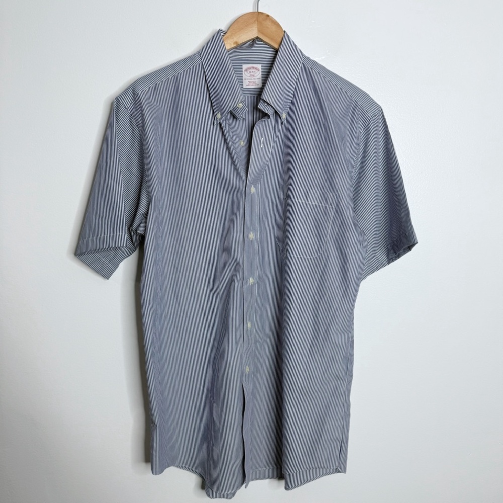 Brooks Brothers Men's Regular Fit Button Down‎ Shirt Stripe Blue/White Sz 16-4/5